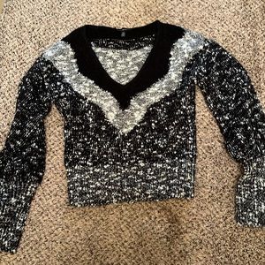 White House Black market, gray and black V-neck sweater